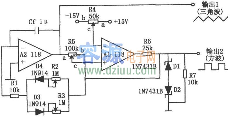 基于555方波、三角波发生器 波形发生器电路图