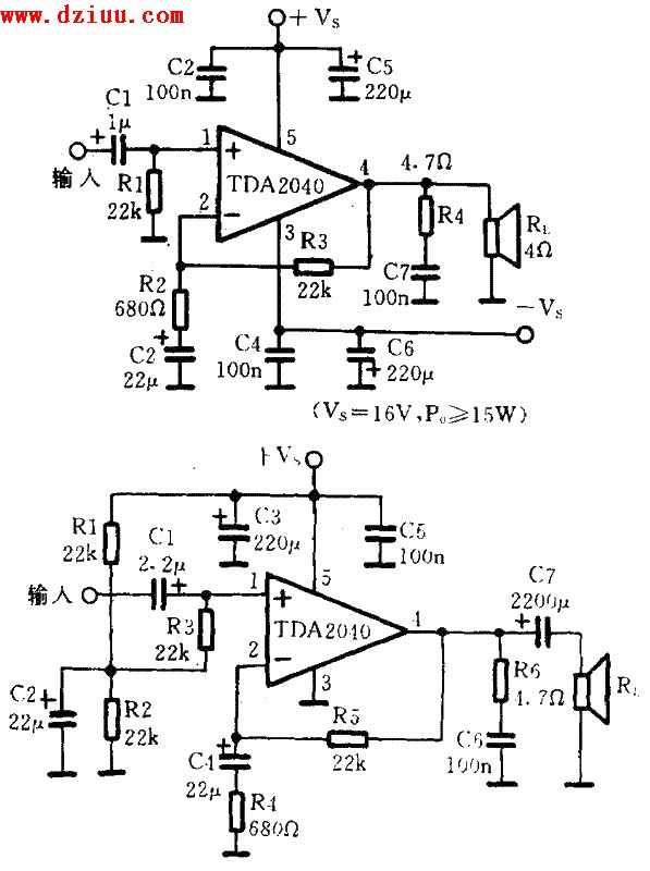 tda2040电路图与tda2040功率放大电路的相关情况