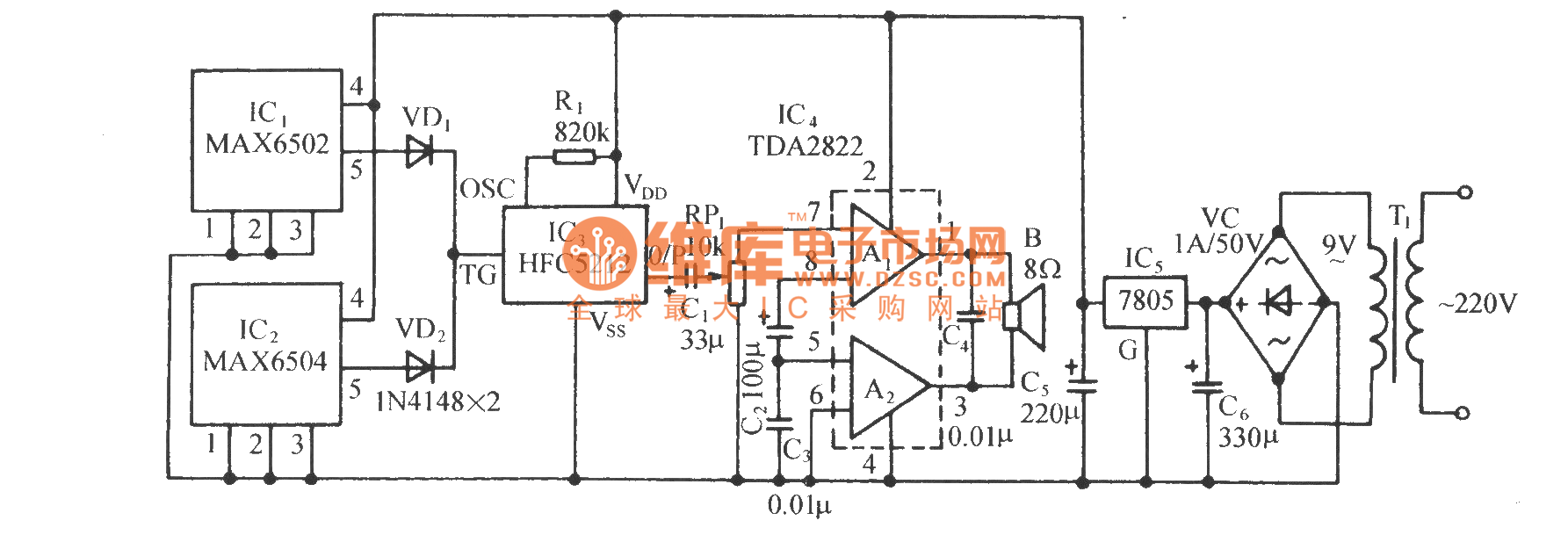温度窗口超限告警电路(MAX6502/4)