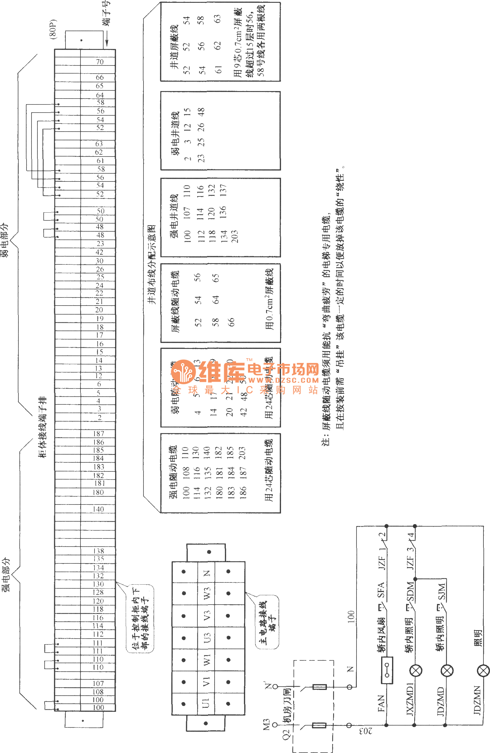天津正大电梯接线端子排列图