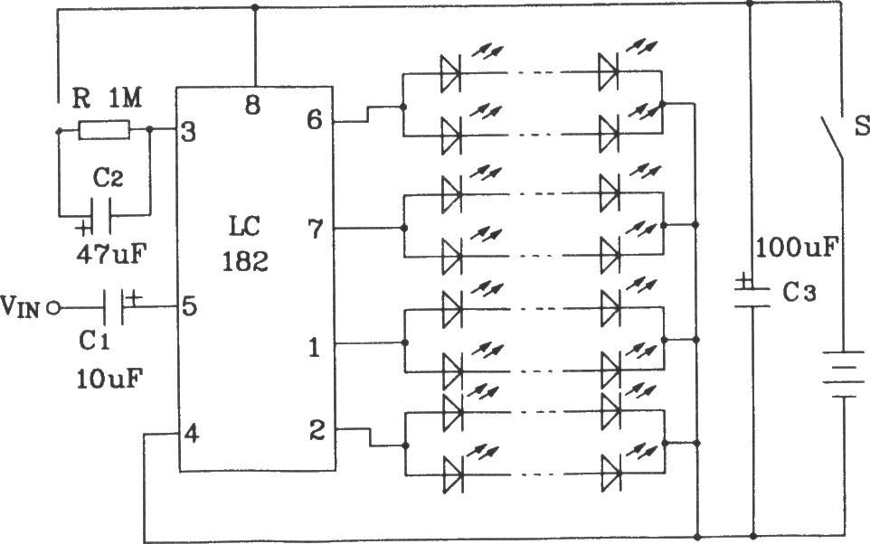 LC181音频调制彩灯控制芯片构成直流彩灯控制电路