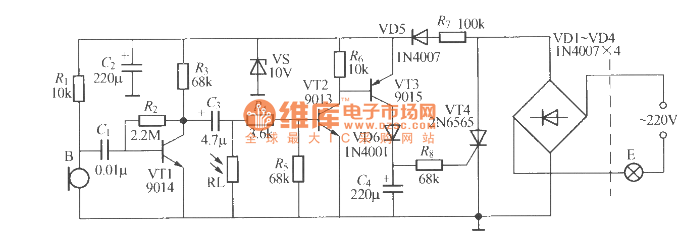 分立元件声光控楼梯延迟开关电路(1)
