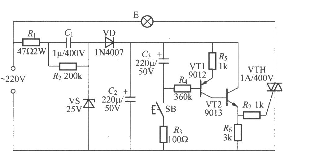 采用双向晶闸管的延迟灯电路(2)