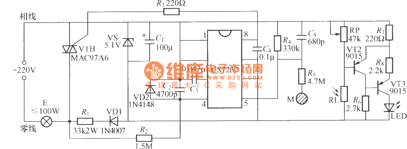 cs7232触摸式无级调光灯电路(2)