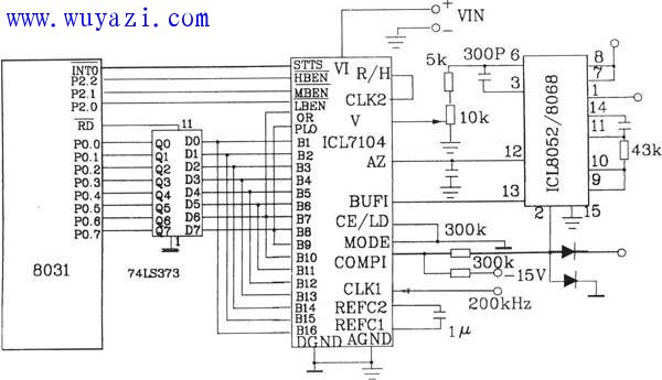 由16位积分式A/D转换器ICL7104和单片机8031的接口