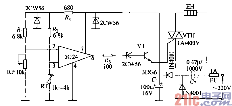 电热毯调温电路 家用电器电路