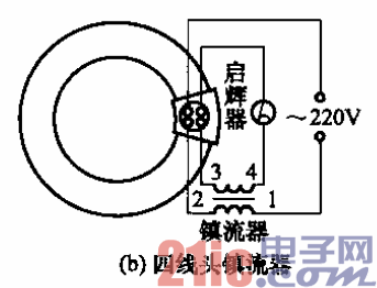 其镇流器有二线头和四线头之分,接线也有所不同.