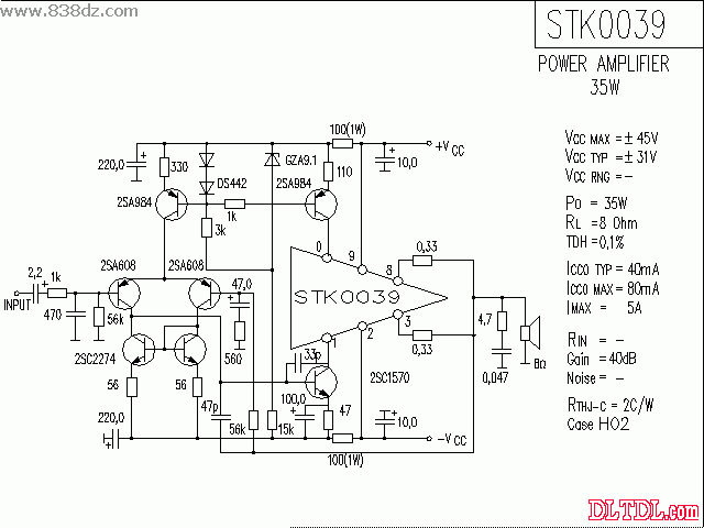 stk4162功放芯片参数,stk4162引脚功能图 stk0039功放电路图纸原理图