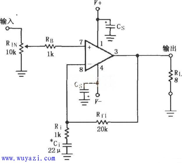 lm3875的双电源供电音频功率放大电路图 lm3875的双电源供电音频功率