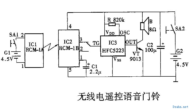 jpg,电子电路图纸简介:家用无线电遥控语音门铃.