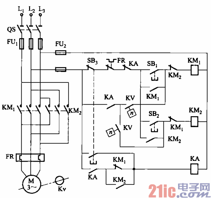 正反转运转反接制动电路之一