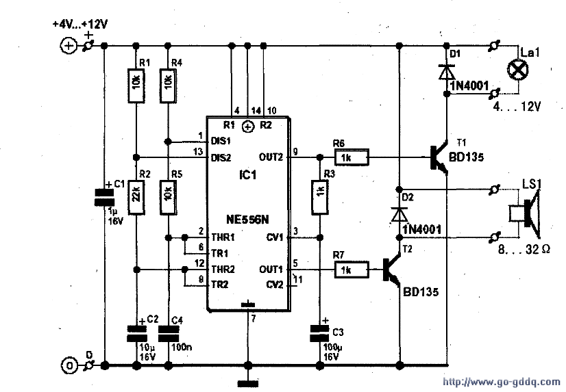 警笛发声生器电路