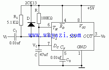 图8-2 555构成单稳态触发器